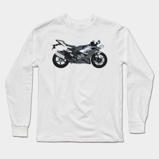 Motorcycle Kawasaki Ninja ZX-6R PEARL CRYSTAL WHITE Long Sleeve T-Shirt